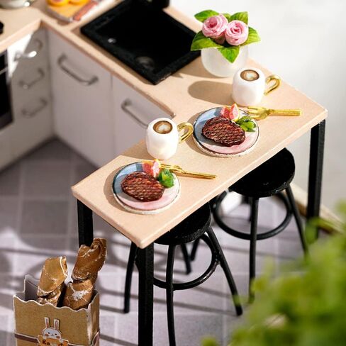 مجموعة مصغرة لبيت الدمى من Lannso DIY، مجموعة بيت الدمية مع غطاء مقاوم للغبار، ألعاب بيت الدمى الخشبية الصغيرة المصنوعة يدويًا كهدية للبالغين (QT27) in Kuwait