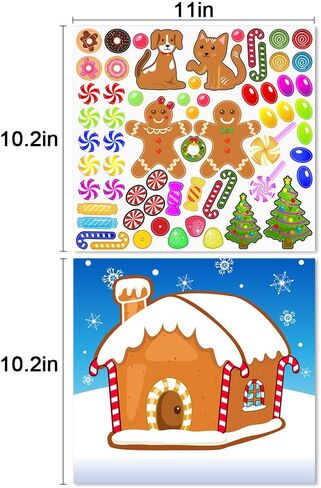 ملصقات Make-A-Gingerbread House لعبة حفلة عيد الميلاد/الحرفية/النشاط/الهدايا/المستلزمات للأطفال16 قطعة in Kuwait