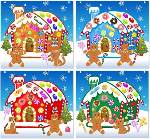 ملصقات Make-A-Gingerbread House لعبة حفلة عيد الميلاد/الحرفية/النشاط/الهدايا/المستلزمات للأطفال16 قطعة in Kuwait