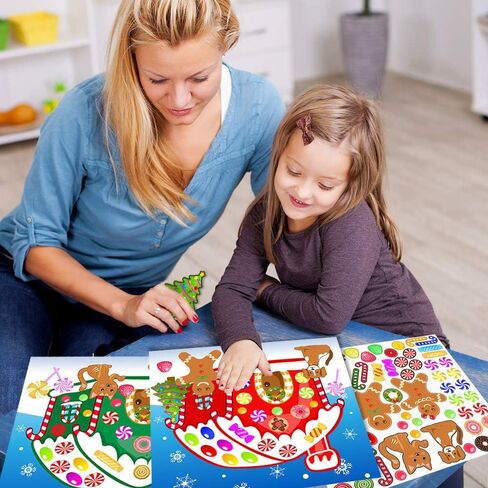 ملصقات Make-A-Gingerbread House لعبة حفلة عيد الميلاد/الحرفية/النشاط/الهدايا/المستلزمات للأطفال16 قطعة in Kuwait
