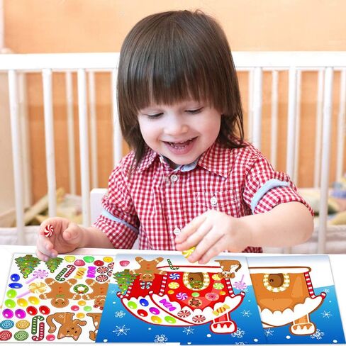 ملصقات Make-A-Gingerbread House لعبة حفلة عيد الميلاد/الحرفية/النشاط/الهدايا/المستلزمات للأطفال16 قطعة in Kuwait