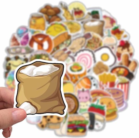50pcs Cute Food Stickers for Kids Funny Food Water Bottle Stickers for Teens Adults Scrapbook Stickers for Students Vinyl Stickers for Water Bottle Laptop Skateboard(Food) in Saudi Arabia