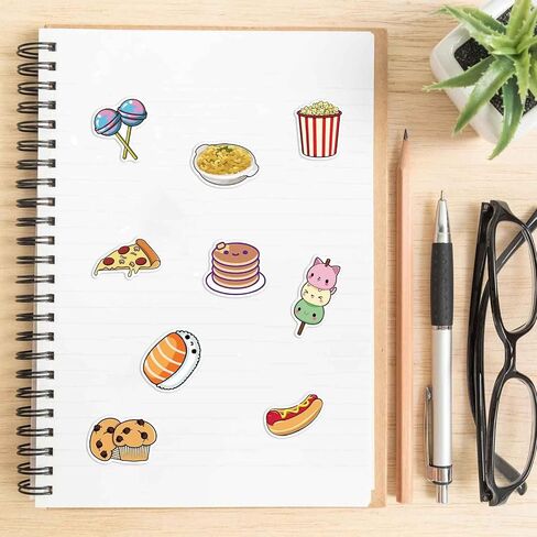 50pcs Cute Food Stickers for Kids Funny Food Water Bottle Stickers for Teens Adults Scrapbook Stickers for Students Vinyl Stickers for Water Bottle Laptop Skateboard(Food) in Saudi Arabia