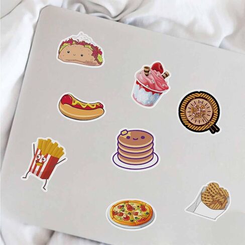 50pcs Cute Food Stickers for Kids Funny Food Water Bottle Stickers for Teens Adults Scrapbook Stickers for Students Vinyl Stickers for Water Bottle Laptop Skateboard(Food) in Saudi Arabia