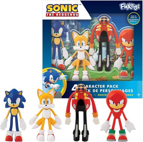Sonic The Hedgehog Series 1-4 Character Pack - Articulated Action Figures, Flex It - Pose It!, Collectible Toy Miniatures, Kids Ages 3+ in Saudi Arabia