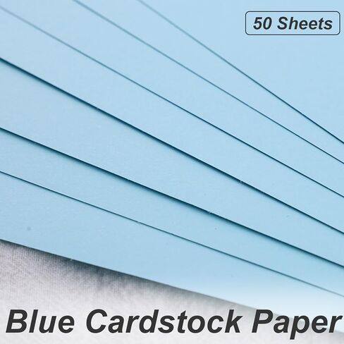 MCPINKY 50 Sheets Cardstock Paper A4, Blue Construction Paper Card Stock Craft Paper for Card Making Kids Art Crafts Scrapbooking 160gsm in Kuwait