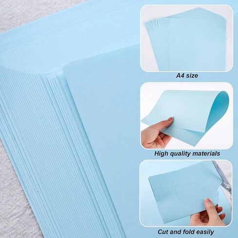 MCPINKY 50 Sheets Cardstock Paper A4, Blue Construction Paper Card Stock Craft Paper for Card Making Kids Art Crafts Scrapbooking 160gsm in Kuwait