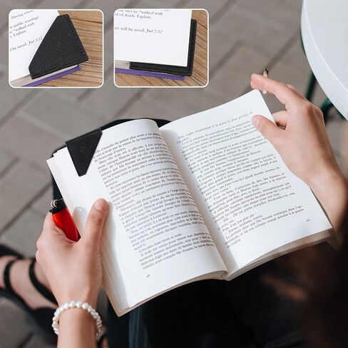 3 Pieces Leather Bookmarks Handmade Page Marker for Men Women, Faux Leather Page Clips Corner Book Markers for Teachers Gift for Writers Bookworm Book Lovers (06-Black Brown) in Saudi Arabia