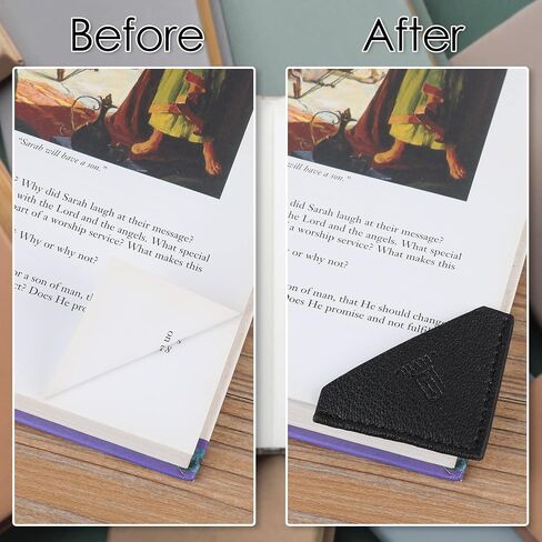 3 Pieces Leather Bookmarks Handmade Page Marker for Men Women, Faux Leather Page Clips Corner Book Markers for Teachers Gift for Writers Bookworm Book Lovers (06-Black Brown) in Saudi Arabia
