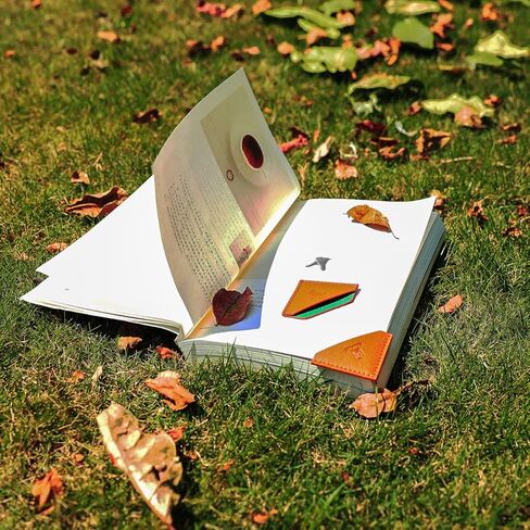 3 Pieces Leather Bookmarks Handmade Page Marker for Men Women, Faux Leather Page Clips Corner Book Markers for Teachers Gift for Writers Bookworm Book Lovers (06-Black Brown) in Kuwait