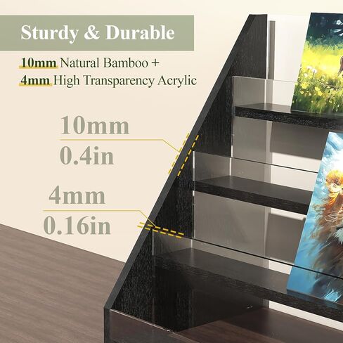 حامل عرض بطاقات التهنئة من الخيزران والأكريليك من NiHome للبطاقات والصور والبطاقات البريدية - منظم عرض أنيق متين مع لوحات عالية الشفافية للمنزل وحفلات الزفاف والتذكارات in Kuwait