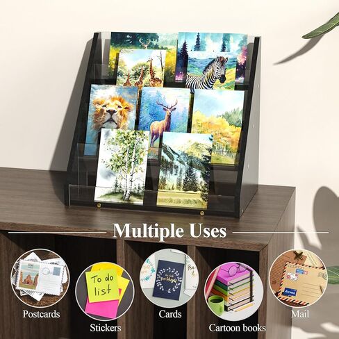 حامل عرض بطاقات التهنئة من الخيزران والأكريليك من NiHome للبطاقات والصور والبطاقات البريدية - منظم عرض أنيق متين مع لوحات عالية الشفافية للمنزل وحفلات الزفاف والتذكارات in Kuwait