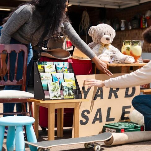 حامل عرض بطاقات التهنئة من الخيزران والأكريليك من NiHome للبطاقات والصور والبطاقات البريدية - منظم عرض أنيق متين مع لوحات عالية الشفافية للمنزل وحفلات الزفاف والتذكارات in Kuwait