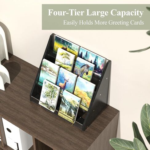 حامل عرض بطاقات التهنئة من الخيزران والأكريليك من NiHome للبطاقات والصور والبطاقات البريدية - منظم عرض أنيق متين مع لوحات عالية الشفافية للمنزل وحفلات الزفاف والتذكارات in Kuwait