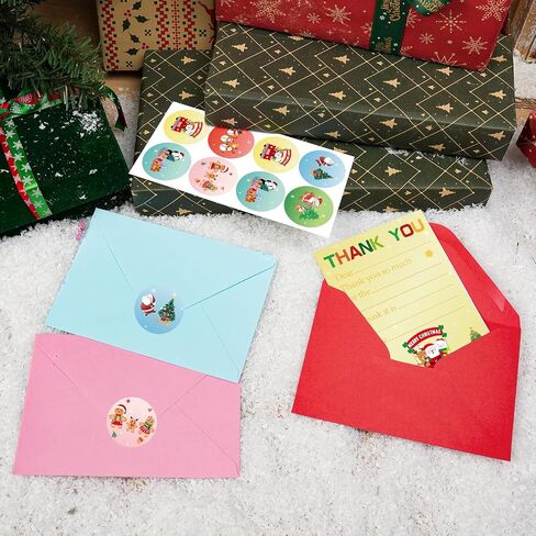 24 PCS Christmas Thank You Cards Fill in the Blank Xmas Greeting Cards with Envelopes and Stickers（Penguin） in Saudi Arabia