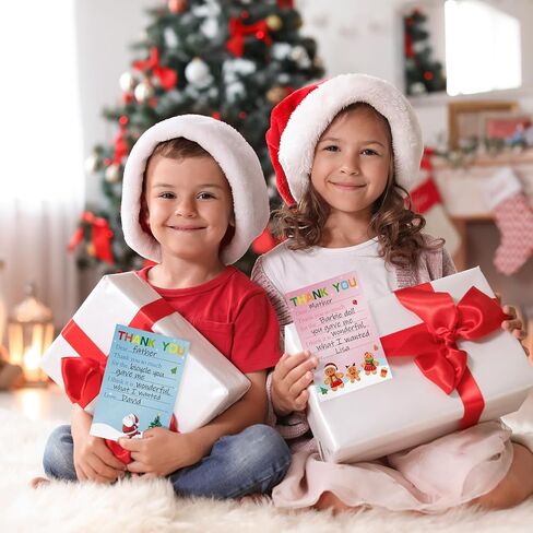 24 PCS Christmas Thank You Cards Fill in the Blank Xmas Greeting Cards with Envelopes and Stickers（Penguin） in Saudi Arabia