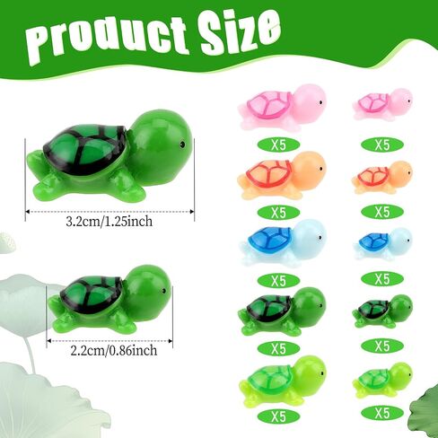 50 Pieces Miniature Turtles Mini Turtles Figurines Multicolor Resin Sea Turtles 2 Sizes Tiny Sea Turtle Figure Animals for DIY Home Garden Fish Tank Landscape Aquarium Dollhouse Crafts Decorations in Saudi Arabia