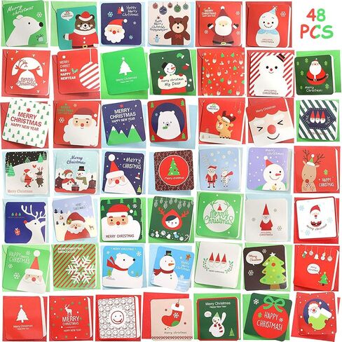 48 Pcs Mini Christmas Greeting Cards & Envelopes,Cute Merry Christmas Greeting Cards in Saudi Arabia