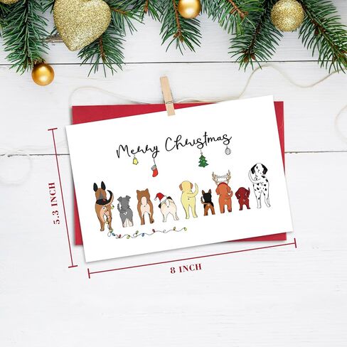 بطاقة عيد الميلاد للكلاب المضحكة من Ogeby مع مغلفات، هدايا عيد الميلاد الفكاهة لمحبي الكلاب in Kuwait