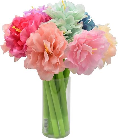 12Pcs Creative Artificial Flowers Gel Ink Pen Ballpoint Pen Liquid Black 0.5mm Gel Ink Rollerball Pen for Girls Women, Home Office School Decoration Supplies - Flower Bud in Saudi Arabia