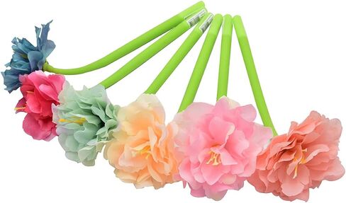 12Pcs Creative Artificial Flowers Gel Ink Pen Ballpoint Pen Liquid Black 0.5mm Gel Ink Rollerball Pen for Girls Women, Home Office School Decoration Supplies - Flower Bud in Saudi Arabia