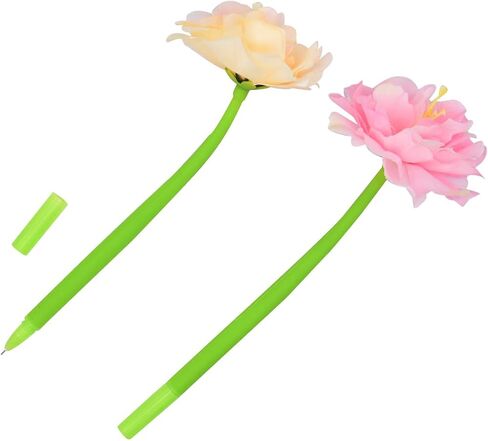 12Pcs Creative Artificial Flowers Gel Ink Pen Ballpoint Pen Liquid Black 0.5mm Gel Ink Rollerball Pen for Girls Women, Home Office School Decoration Supplies - Flower Bud in Saudi Arabia