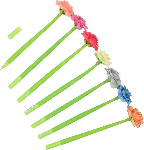 12Pcs Creative Artificial Flowers Gel Ink Pen Ballpoint Pen Liquid Black 0.5mm Gel Ink Rollerball Pen for Girls Women, Home Office School Decoration Supplies - Flower Bud in Saudi Arabia