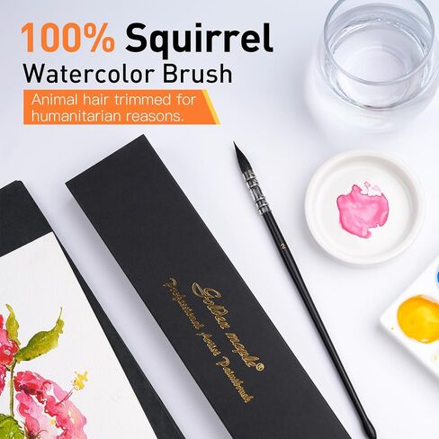 Professional Watercolor Brush Size 2, Natural Soft Squirrel Hair Watercolor Paint Brush, Round Fine Tip Mop Brush for Watercolor, Art Painting, Gouache in Saudi Arabia