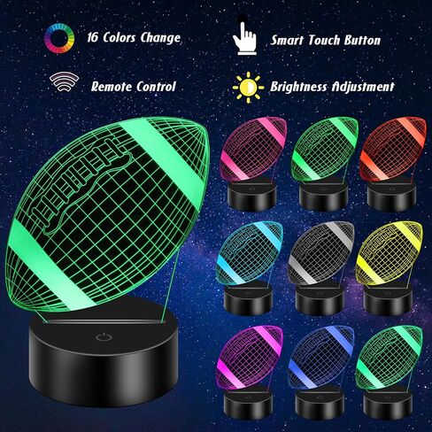 Football Night Light for Kids, 3D Illusion Lamp with Remote Control with 16 Color Changing for Children Bedroom Room, Holiday and Birthday Gifts for Boys Girls Sport Fan in Saudi Arabia