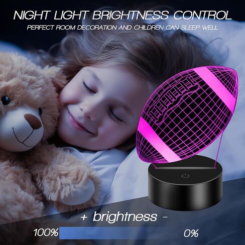 Football Night Light for Kids, 3D Illusion Lamp with Remote Control with 16 Color Changing for Children Bedroom Room, Holiday and Birthday Gifts for Boys Girls Sport Fan in Saudi Arabia