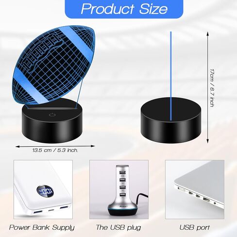 Football Night Light for Kids, 3D Illusion Lamp with Remote Control with 16 Color Changing for Children Bedroom Room, Holiday and Birthday Gifts for Boys Girls Sport Fan in Saudi Arabia