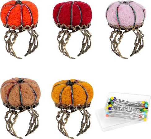 Framendino, Pumpkin Shaped Pins Cushion Ring Finger Pin Cushion Holder for DIY Sewing in Saudi Arabia