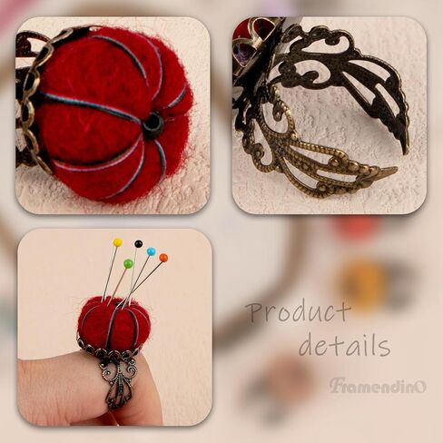 Framendino, Pumpkin Shaped Pins Cushion Ring Finger Pin Cushion Holder for DIY Sewing in Saudi Arabia