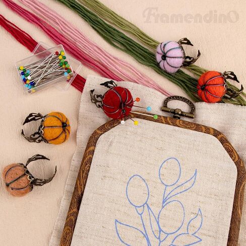 Framendino, Pumpkin Shaped Pins Cushion Ring Finger Pin Cushion Holder for DIY Sewing in Saudi Arabia