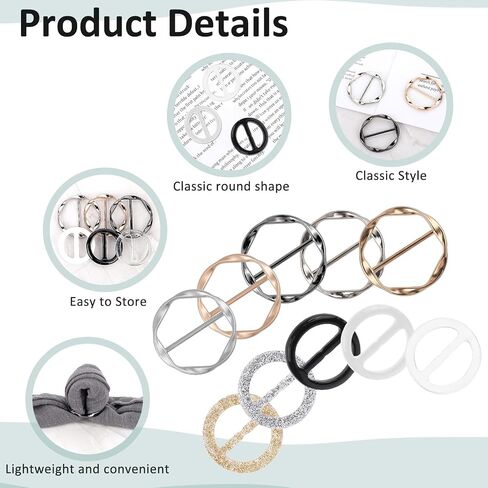 Giantree Scarf Ring Clip T-shirt Tie Clips for Women, Fashion Clothes Corner Knotted Button for Loose Tshirt Scarf Buckle in Saudi Arabia