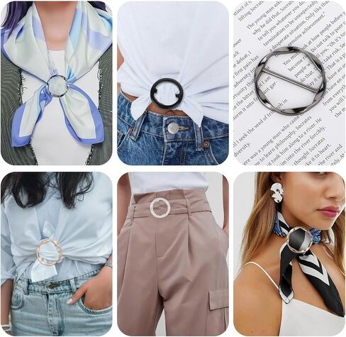 Giantree Scarf Ring Clip T-shirt Tie Clips for Women, Fashion Clothes Corner Knotted Button for Loose Tshirt Scarf Buckle in Saudi Arabia