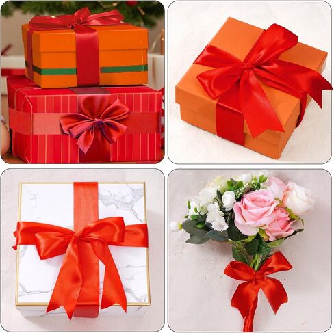 2 لفات 1-1/2 بوصة (40 مم) × 25 ياردة شريط عريض مزدوج الوجه من البوليستر شريط من الساتان أحمر أخضر شريط من القماش شريط من الساتان الصلب لتغليف الهدايا وحرف عيد الميلاد وصنع زينة الحفلات in Kuwait