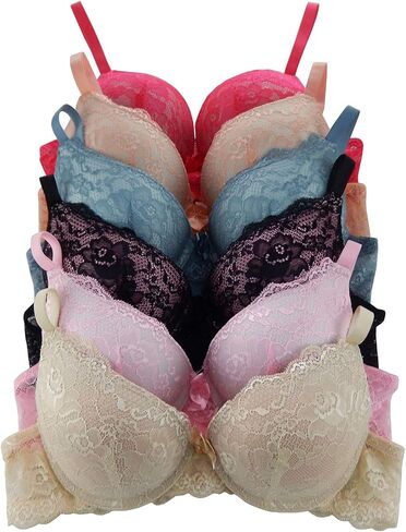Women Bras 6 Pack of Double Pushup Lace Bra B Cup C Cup in Saudi Arabia