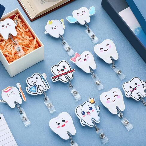 Geyoga 12 Pcs Occupational Therapy Month Badge Holder Retractable Badge Reels Work Office Cards Holder with Clip Name Cards Keeper Gift for Social Worker Dentist Volunteer Ot Doctor Nurse Appreciation in Saudi Arabia