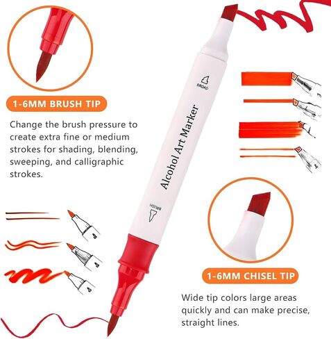 RESTLY Premium Quality 120 Alcohol Markers Brush Tip for Drawing & Sketching - Stunning Dual Tip Coloring Markers for Kids & Adults - Alcohol Based Drawing Markers Coloring Set for Painting in Saudi Arabia