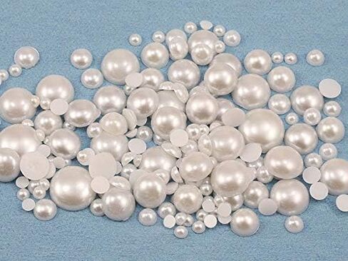 15mm Allstarco Pearl Flat Back Acrylic Round Cabochons Plastic Rhinestones Pearl Gems Embellishments For Jewelry, Crafts, Costumes, Card Invitations, Cosplay - 25 Pcs in Saudi Arabia