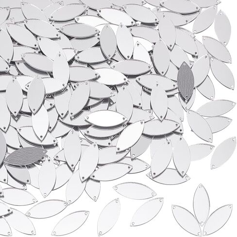 PH PandaHall 200pcs Teardrop Sew on Mirrors Pieces Silver Acrylic Sew on Rhinestones with Holes, 1 x 0.5 inch Mirror Beads for DIY Wedding Clothing Bags Shoes Decoration Crafts Jewelry Making in Saudi Arabia