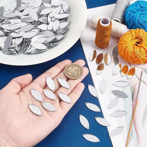 PH PandaHall 200pcs Teardrop Sew on Mirrors Pieces Silver Acrylic Sew on Rhinestones with Holes, 1 x 0.5 inch Mirror Beads for DIY Wedding Clothing Bags Shoes Decoration Crafts Jewelry Making in Saudi Arabia