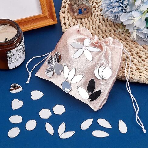 PH PandaHall 200pcs Teardrop Sew on Mirrors Pieces Silver Acrylic Sew on Rhinestones with Holes, 1 x 0.5 inch Mirror Beads for DIY Wedding Clothing Bags Shoes Decoration Crafts Jewelry Making in Saudi Arabia