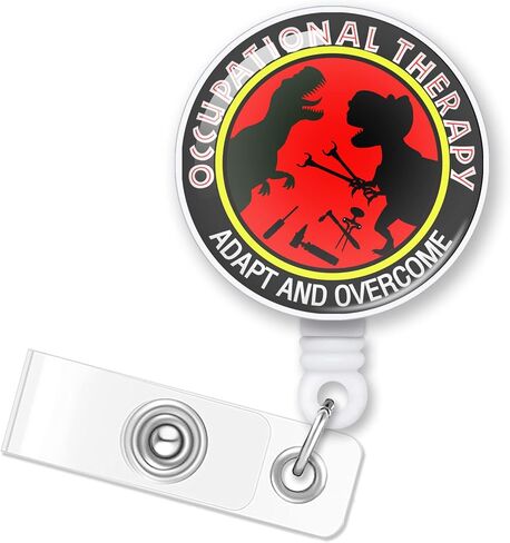 ERHACHAIJIA Occupational Therapy Adapt and Overcome Retractable Badge Holder with Alligator Clip for Nurses Doctor Occupational Therapist Dentist, Funny T-Rex Dinosaur ID Card Badge Reel Gift in Saudi Arabia
