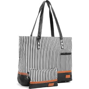 Laptop Tote Bag for Women, Waterproof Canvas Womens Work Shoulder Bag, Computer bag, Large Capacity Fits 15.6 inches Laptop