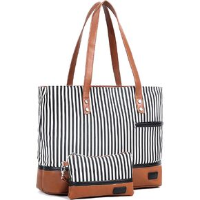 Laptop Tote Bag for Women, Waterproof Canvas Womens Work Shoulder Bag, Computer bag, Large Capacity Fits 15.6 inches Laptop