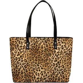 Cheetah Rose Gold Leather Tote Bag for Women, Large Handbag Travel Bag Shopping Carry Multipurpose Laptop Shoulder Bag