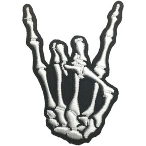 PatchClub Shaka Patch, Skeleton Hand Patch, Hang Loose Patch, 3.5 in - Fully Embroidered - Realistic Skeleton Patch Iron On/Sew On