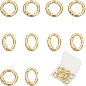 UNICRAFTALE 10Pcs Real 18K Gold Plated Spring Gate Rings Large Spring Keyring Buckle Spring Buckle Clip O Rings for Jewelry Making Keyring Buckle Bags Purses